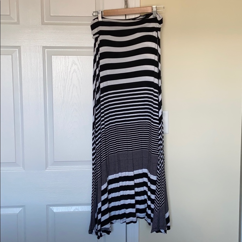 Striped Fold Over Maxi Skirt